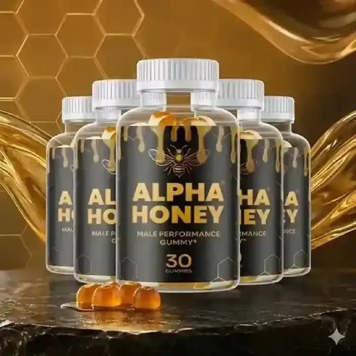 Alpha Honey male enhancement supplement bottle for libido and stamina support